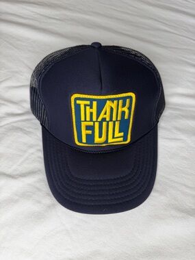Navy "THANKFULL" Trucker Hat with Yellow Patch